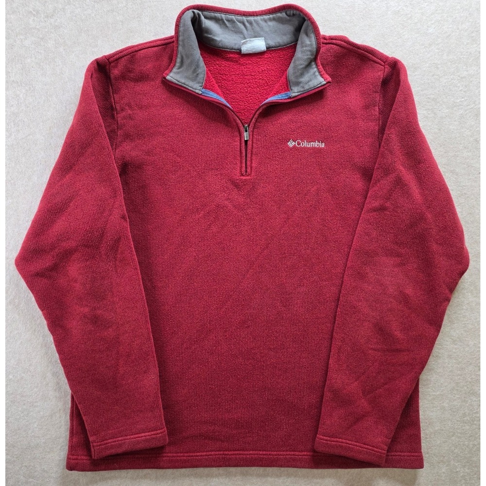 Columbia Mens Great Hart Mountain Sweatshirt Sz M Red 1/4 Zip Pullover Outdoor - Picture 5 of 10